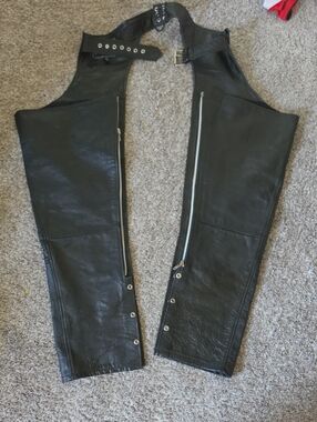 AWESOME FMC MENS LEATHER MOTORCYCLE CHAPS